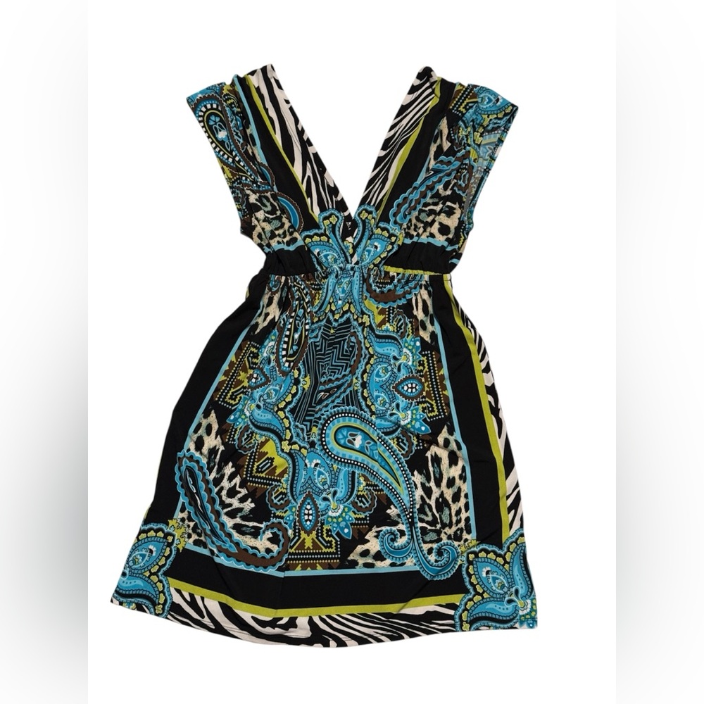 Snap Blue and Gold Graphic Sailor Collar Blouse